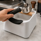 The Pod 3-in-1 Espresso Knock Box with Portafilter Stand & Oak Wood Knock Bar