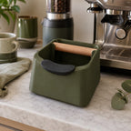 The Pod 3-in-1 Espresso Knock Box with Portafilter Stand & Oak Wood Knock Bar