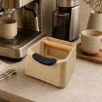 The Pod 3-in-1 Espresso Knock Box with Portafilter Stand & Oak Wood Knock Bar