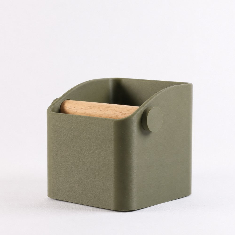 The Square Espresso Knock Box with Oak Knock Bar
